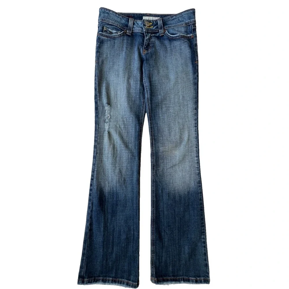 Flare Jeans  Flying Monkey Womens 7 Embellished Y2K Stretch Denim USA Vintage
